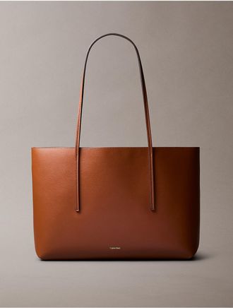 Calvin Klein Womens Foil Logo Tote Bag - Brown