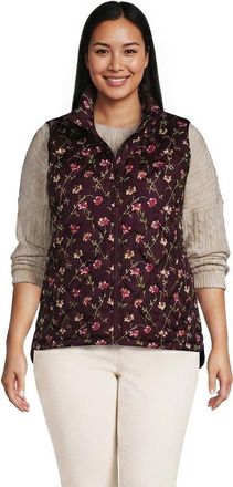 Lands End Plus Size FeatherFree Quilted Insulated Vest in Lush Burgundy Tossed Floral at Nordstrom, Size 3X