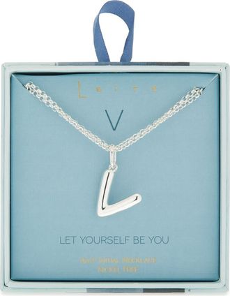 Leith Lowercase Initial Bubble Pendant Necklace in V- Silver at Nordstrom Rack