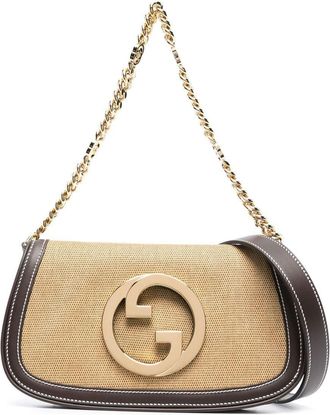 Gucci Blondie shoulder bag - women - Calf Leather/Fabric - One Size - Brown