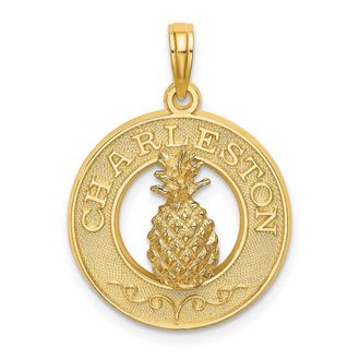 Diamond2Deal 14k Yellow Gold CHARLESTON Pineapple Charm Pendant