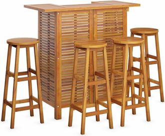 vidaXL Juego Muebles De Bar Para Jard&iacute;n 5 Pzas Madera Maciza De Acacia Vidaxl