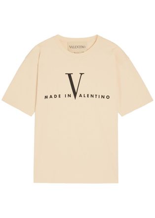 Valentino Garavani Logo-print Cotton T-shirt - Off White - XL