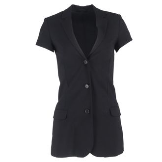 Toteme single-breasted blazer met korte mouwen in zwarte wol