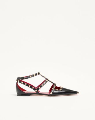 Valentino Garavani Ballerina Rockstud In Capretto Donna NERO 35.5