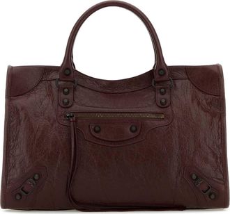 Balenciaga Burgundy Leather Medium Le City Handbag