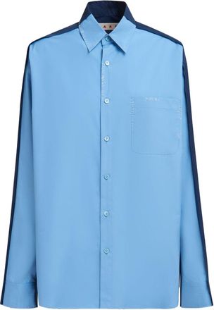 Marni panelled cotton shirt - women - Cotton - 38 - Blue