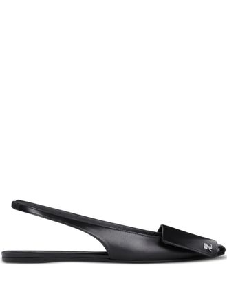 Courr&egrave;ges Leren slingback ballerinas - Zwart