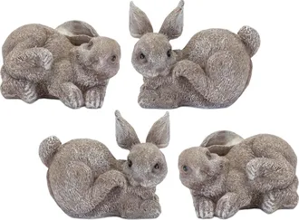 Melrose International Stone Bunny Rabbit Figurine (Set of 4) - Grey
