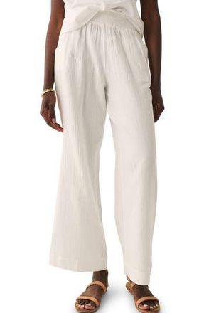 Faherty Dream Organic Cotton Gauze Wide Leg Pants in White at Nordstrom Rack, Size X-Large