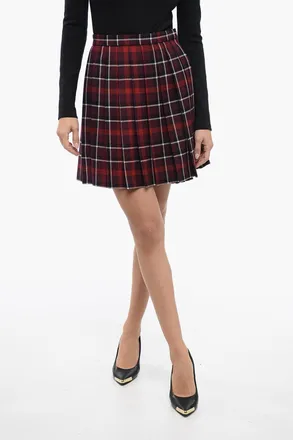 Dior Pliss&eacute; Miniskirt with Check Pattern Dior