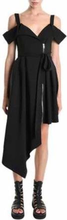 La Haine Inside Us Kleedjes, Dames, Zwart, L, Zwarte Asymmetrische Techno Stretch Jurk met Gekruiste Bandjes