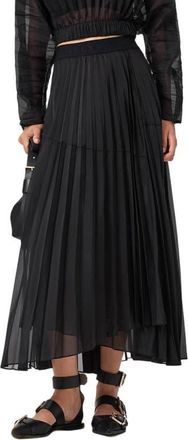 AllSaints Micaela Pleated Maxi Skirt in Black at Nordstrom, Size 12 Us