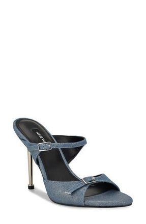 Nine West Reida Stiletto Sandal in Silver Denim at Nordstrom Rack, Size 8.5
