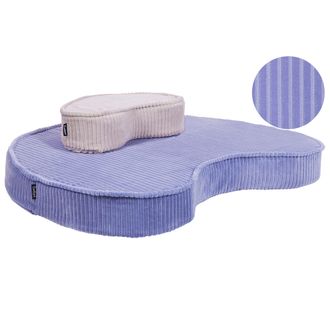 Beliani Conjunto De 2 Cojines De Suelo De Algod&oacute;n Estructura De Terciopelo Pana Acanalada Forma De Haba Violeta Y Blanco Crema Nili