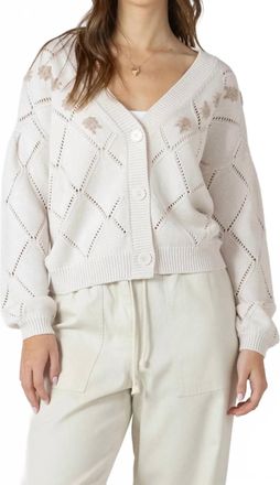 Dex Clothing Embroidered Cardigan In Cream