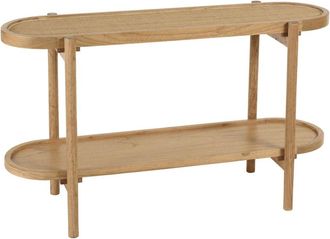 Macabane Consola de madera de mindi con estante superior de rat&aacute;n natural