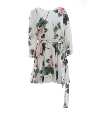Dolce & Gabbana Womens Women Flowers Mid-length dress - White Silk - Size IT 38 (Womens)