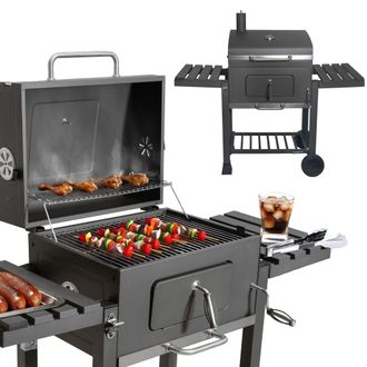 OEM Parrilla De Carb&oacute;n Grande Para Jard&iacute;n Con Rejilla Y Tapa, Cenicero, Term&oacute;metro Y Abrepuertas