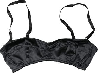 Dolce & Gabbana Womens Black Semi-Pad Underwire Balconette Bra Underwear Elastane Silk Clothing