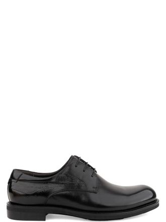 Alberto Gozzi Black Closed Lace-Up Polished Leather Formal Shoes