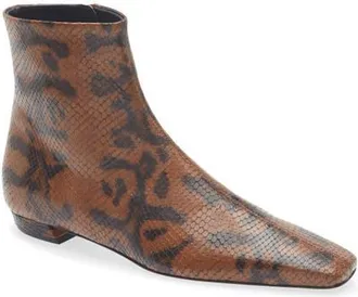 Proenza Schouler Trap Python Embossed Flat Ankle Boot in Ochre Multi at Nordstrom, Size 37.5