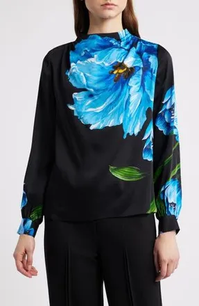 Elie Tahari The Ember Placed Floral Silk Blend Top in Wildside Floral at Nordstrom Rack, Size X-Small