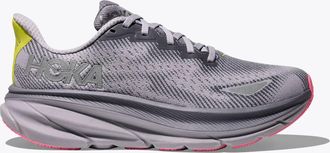 Hoka One One Womens Clifton 9 Gtx Running Shoe In Grey Skies/foggy Grey