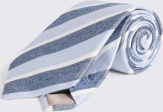 Moss Blue & White Silk Stripe Tie