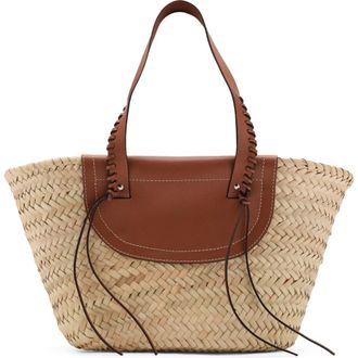 Mango Large Straw Basket Bag in Leather at Nordstrom Rack