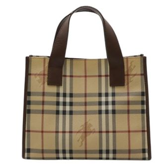 Burberry Pre-owned Vintage Tote Bag - Dames - Vintage Shopper - Beige - ONE Size - Leer - Vintage