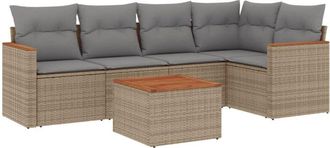 vidaXL Vidaxl - Juego De Sof&aacute;s Jard&iacute;n Con Cojines Beige Mezcla 6 Pzas Rat&aacute;n Pe