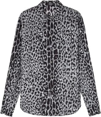 Versace Camicia leopardata in seta - Grigio