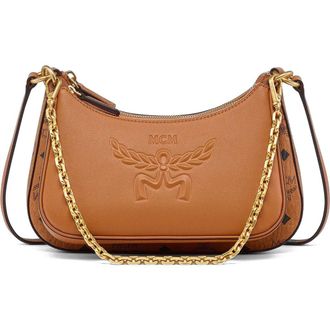 MCM Aren Duo Hobo in Visetos in Cognac at Nordstrom