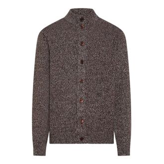 Seventy Lupo Bottoni Moulin&eacute;e High Neck Cardigan - Heren - Truien - Bruin - Maat: L Zijde