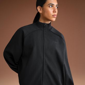 Nike Womens SKIMS Matte Tricot Oversized Full-Zip Track Jacket in Black | TPZUP4885-OBD