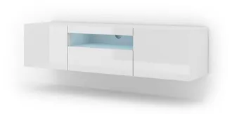 AKL FURNITURE Mueble para TV efecto madera Blanco LED