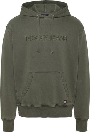 Tommy Jeans TJM Relaxed TJ Label Hoodie - Heren - Hoodies - Groen - L - Katoen - Hoodies & sweatvesten
