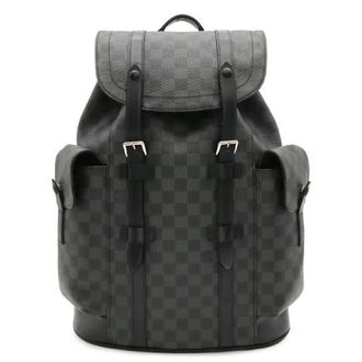 Louis Vuitton Pre-owned Christopher MM Damier Graphite Rugzak - Heren - Pre-owned - Zwart - Maat: ONE Size Leer