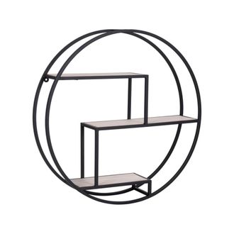 Meubles et Design Estante de madera natural redondo con marco negro &Oslash; 62 x 14 cm