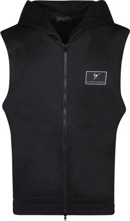 Giuseppe Zanotti Mouwloze Hoodie - Heren - Bodywarmers - Zwart - M - Katoen - Jassen