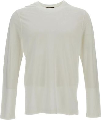 Zanone Maglietta girocollo a maniche lunghe - Heren - Longsleeves - Wit - L - Katoen - Tops