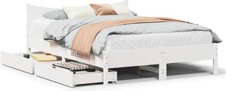vidaXL Estructura De Cama Con Cojines Madera De Pino Blanca 140x190 Cm Vidaxl
