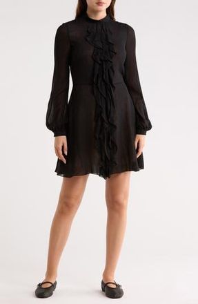 Longchamp Ruffle Long Sleeve Dress in Black at Nordstrom Rack, Size 10 Us / 42 Fr