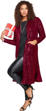 Roaman's Plus Size Sequin Duster in Rich Burgundy at Nordstrom, Size 34