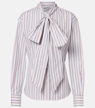 Acne Studios Bow-detail striped cotton shirt