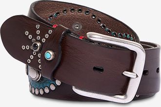 Fausto Colato Nietenbesetzter G&uuml;rtel aus Glattleder Casual - 40mm