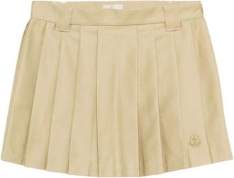Moncler Geplooide Minirok van Katoenmix - Dames - Korte rokken - Beige - XS - Katoen - Rokken