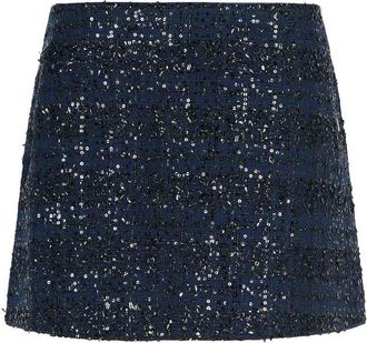 Rotate Dark Blue Polyester Miniskirt
