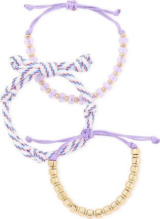 Leith 3-Pack Beaded Paracord Slider Bracelets in Purple Multi- Gold at Nordstrom Rack